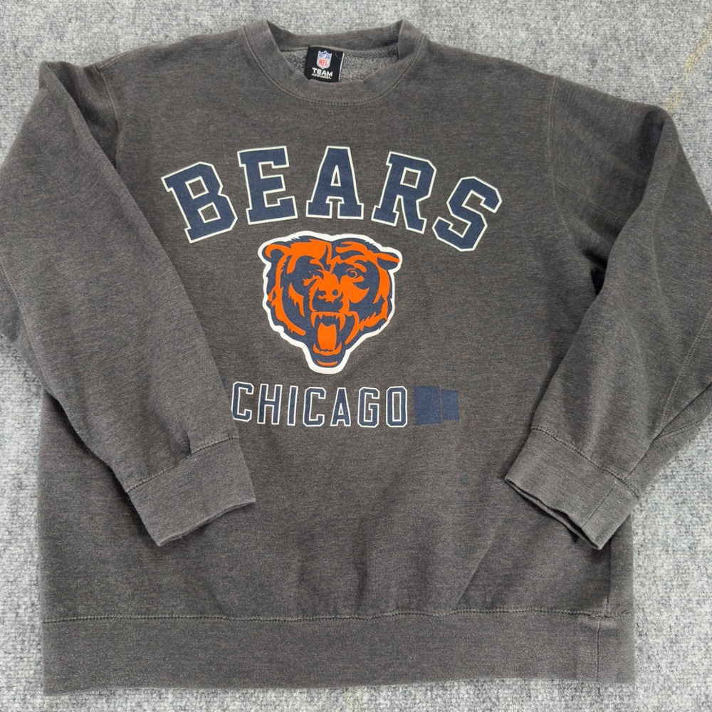 NFL Team Apparel Chicago Bears Sweatshirt Graphic Logo Grey Size Large